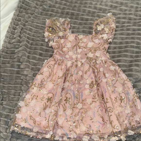 Pink and Gold Kids Dress - Picture 2 of 2